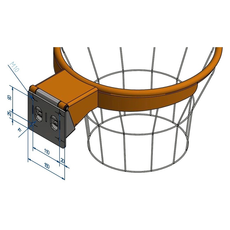 FLEXMATIC basketbola grozs, divvirzienu slīpums, pulverkrāsots