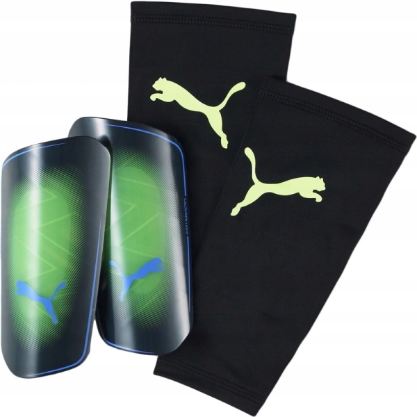 Puma Shinguards ULTRA Light Sleeve football protector, green and black color Puma Shinguards ULTRA Light Sleeve football protector, green and black color