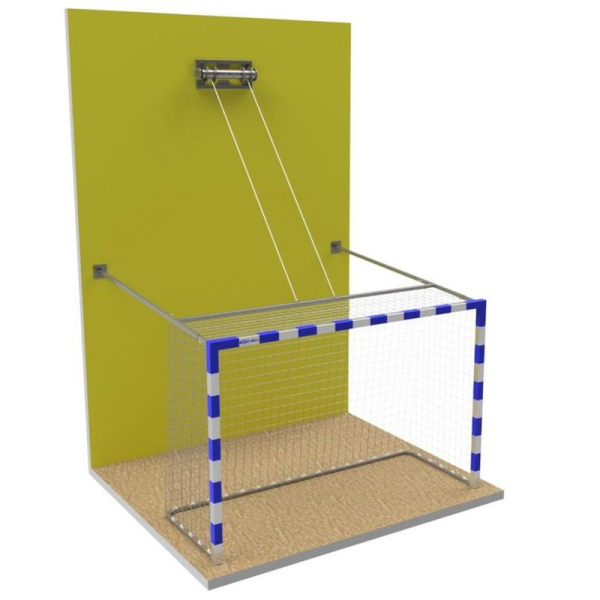 PREMIUM aluminum reinforced handball goals (2 x 3 m) raised on the wall PREMIUM aluminum reinforced handball goals (2 x 3 m) raised on the wall